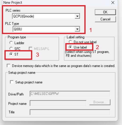 Structured text Program Mitsubishi GX-developer